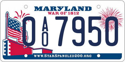 MD license plate 0AO7950