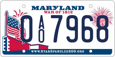 MD license plate 0AO7968