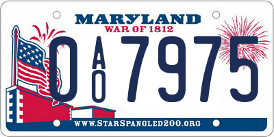 MD license plate 0AO7975