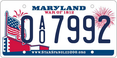 MD license plate 0AO7992