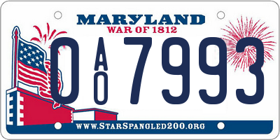 MD license plate 0AO7993