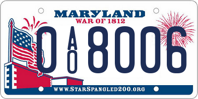MD license plate 0AO8006