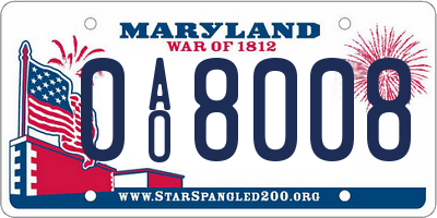 MD license plate 0AO8008