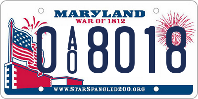 MD license plate 0AO8018