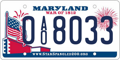 MD license plate 0AO8033