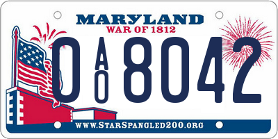 MD license plate 0AO8042