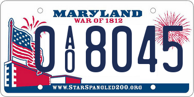 MD license plate 0AO8045