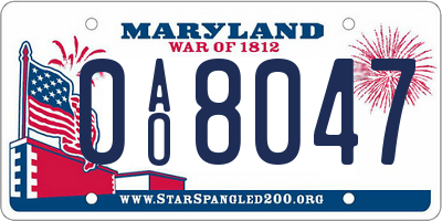 MD license plate 0AO8047