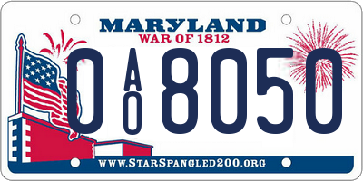 MD license plate 0AO8050