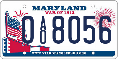 MD license plate 0AO8056