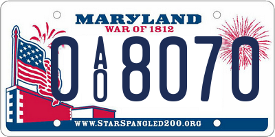 MD license plate 0AO8070