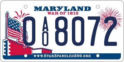 MD license plate 0AO8072