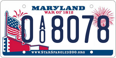 MD license plate 0AO8078