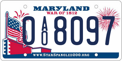 MD license plate 0AO8097