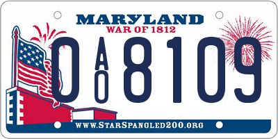 MD license plate 0AO8109