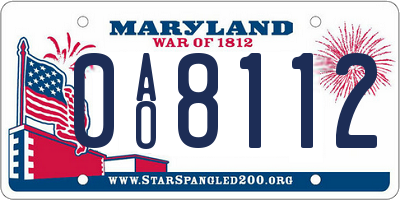 MD license plate 0AO8112