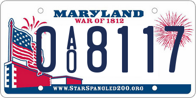 MD license plate 0AO8117