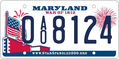 MD license plate 0AO8124