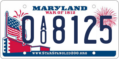 MD license plate 0AO8125