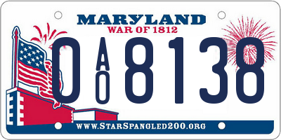 MD license plate 0AO8138