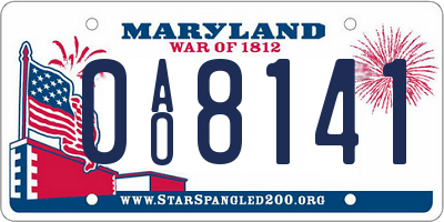 MD license plate 0AO8141