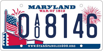 MD license plate 0AO8146