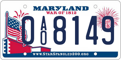 MD license plate 0AO8149
