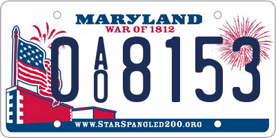 MD license plate 0AO8153