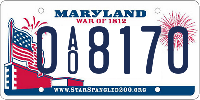 MD license plate 0AO8170