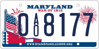 MD license plate 0AO8177