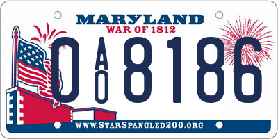 MD license plate 0AO8186