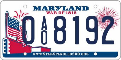 MD license plate 0AO8192