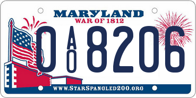 MD license plate 0AO8206