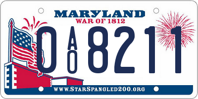 MD license plate 0AO8211