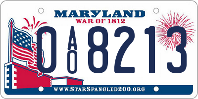 MD license plate 0AO8213