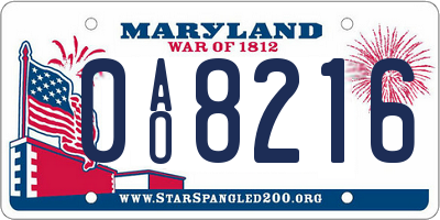 MD license plate 0AO8216