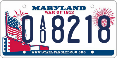 MD license plate 0AO8218