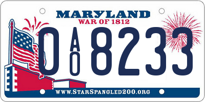 MD license plate 0AO8233