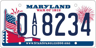 MD license plate 0AO8234