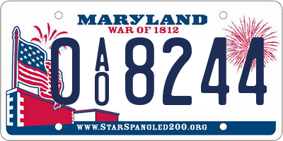 MD license plate 0AO8244