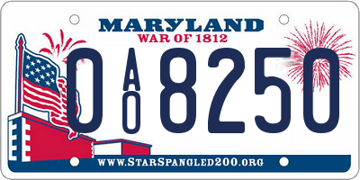 MD license plate 0AO8250