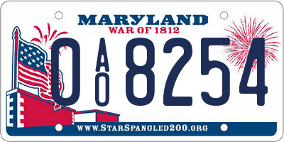 MD license plate 0AO8254