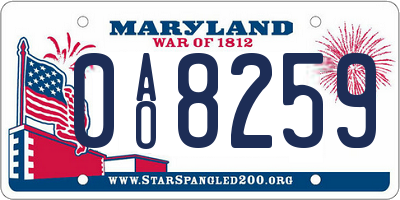 MD license plate 0AO8259