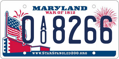 MD license plate 0AO8266