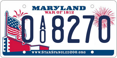 MD license plate 0AO8270