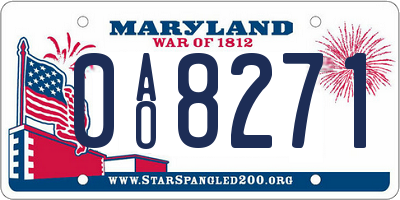 MD license plate 0AO8271