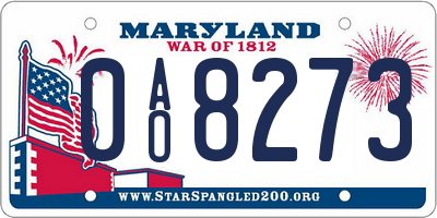 MD license plate 0AO8273