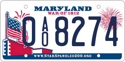 MD license plate 0AO8274