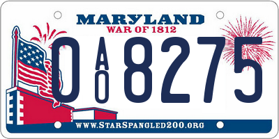MD license plate 0AO8275