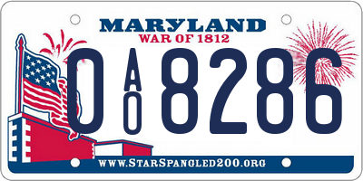 MD license plate 0AO8286